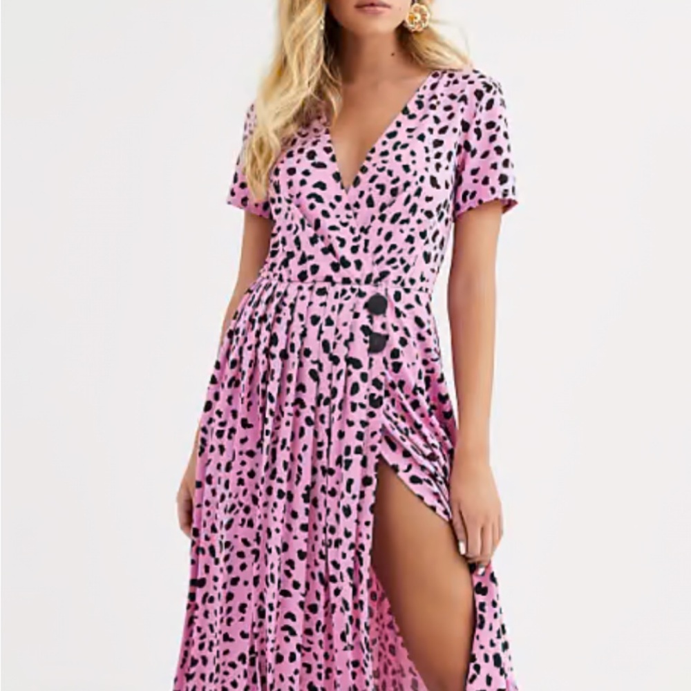 Pink and Black Leopard Print Dress